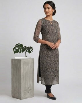 juniper Geometric Print Straight Kurta-picture-27