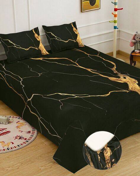 KLOTTHE Printed King-Size Bedsheet with Pillow Covers
