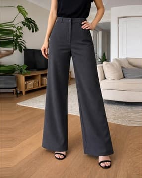 buda jeans co Women High-Rise Straight Fit Flat-Front Trousers-picture-24