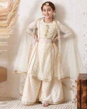 indi-loom couture Girls Printed 3-Piece Kurta Suit Set-picture-22