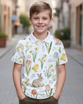 Boys Micro Print Polo T-Shirt-image-6