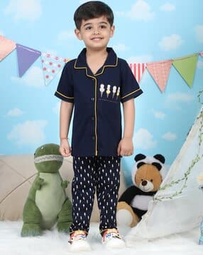 polka tots Unisex Printed Shirt & Pyjamas Nightsuit Set-picture-45