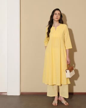 pink fort Women Round-Neck Flared Pant-Suit Set-picture-10