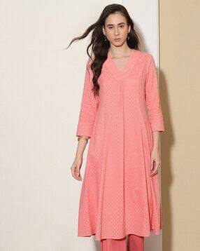 pink fort Women V-Neck Flared Pant-Suit Set-picture-28