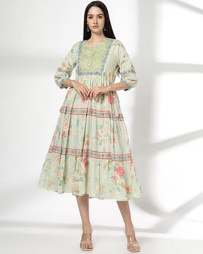 fusion Women Floral Print Tiered Dress-picture-30