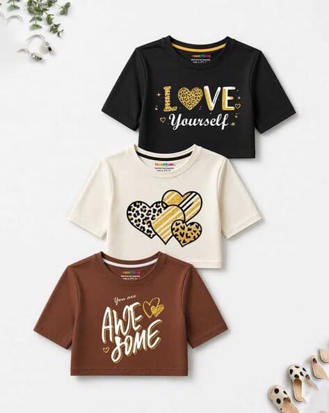 Trampoline Girls Pack of 3 Printed Relaxed Fit Tops