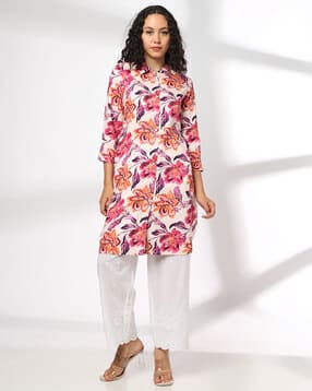 fusion Women Floral Print Straight Kurta-picture-28