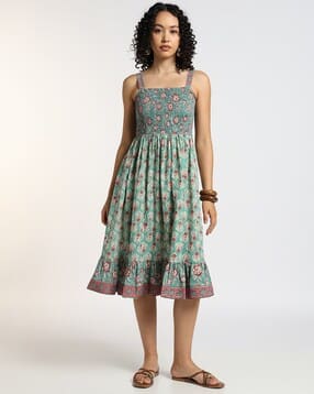 svrnaa by azorte Floral Printed Tiered Strappy Dress-picture-18