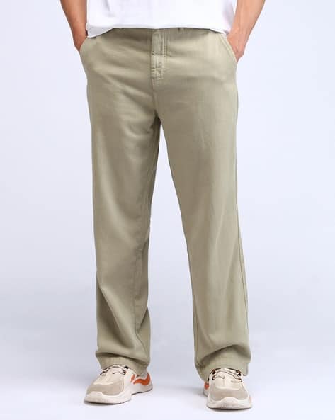 Men Loose Fit Mid-Rise Trousers