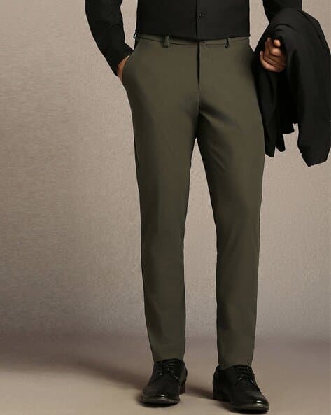 LOUIS PHILIPPE Men Tapered Fit Mid-Rise Trousers
