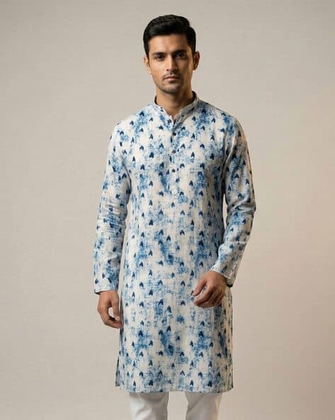Men Printed Regular Fit Straight Kurta