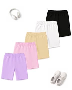 kuchipoo Girls Pack of 5 High-Rise Shorts with Elasticated Waist-picture-40