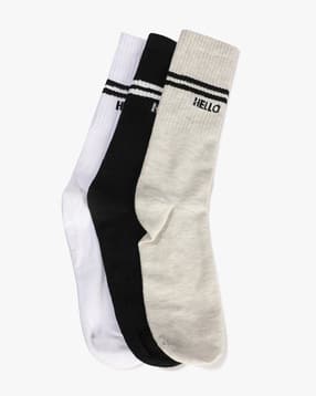 yousta Men Pack of 3 Typographic Print Mid Calf-Length Socks-picture-20