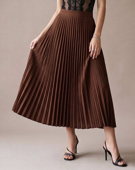 Women Pleated Flared Skirt
