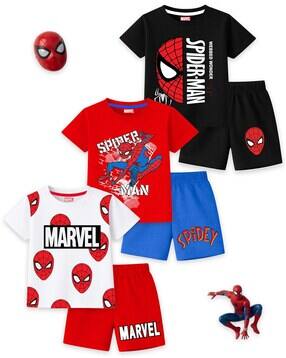 kuchipoo Pack of 3 Boys Cartoon Print Shorts & T-Shirt Set-picture-26