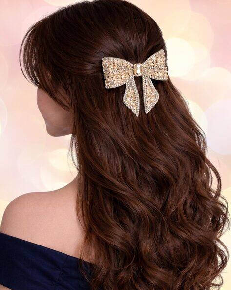 Fabula  Golden Crystal Butterfly Bow Hair Clip
