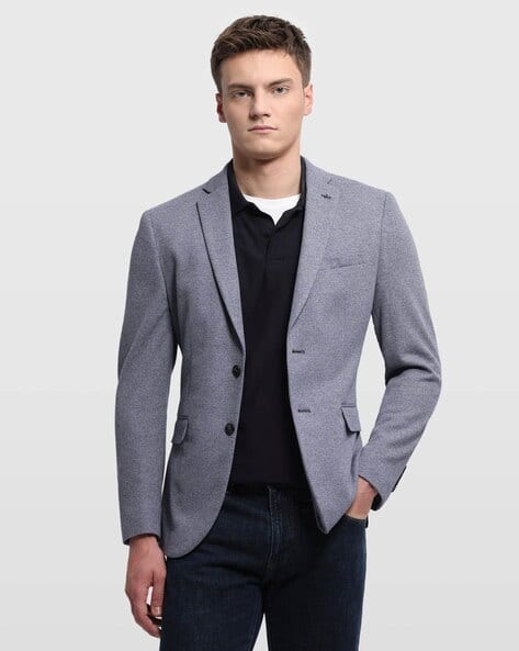 Men Slim Fit Single-Breasted Blazer