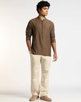 samav Men Slim Fit Cotton Short Kurta-picture-0