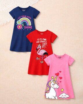 trampoline Girls Pack of 3 Graphic Print A-Line Dress-picture-27