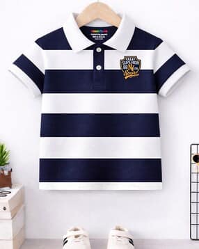 Boys Striped Regular Fit Polo T-Shirt-image-16