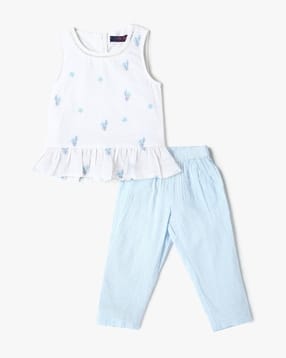 Girls Embroidered Top & Pants Set-image-41