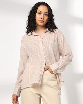 dnmx Women Stripes Loose Fit Classic Shirt-picture-46