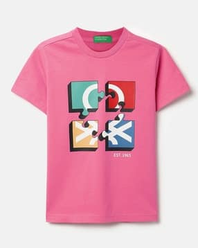 united colors of benetton Boys Logo Print Regular Fit Round-Neck T-Shirt-picture-42