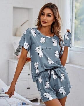 fyre rose Women Printed T-Shirt & Shorts Nightwear Set-picture-44