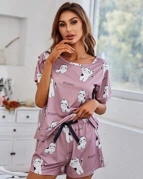 fyre rose Women Printed T-Shirt & Shorts Nightwear Set-picture-46