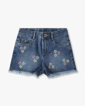 kg frendz Girls Floral Embroidered Regular Fit Cotton Shorts-picture-42