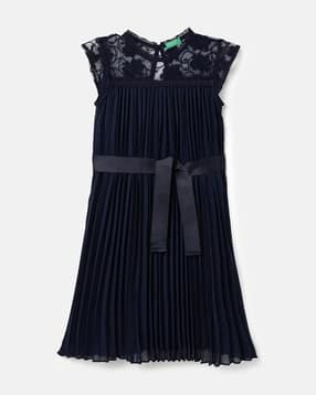 united colors of benetton Girls Lace Pleated A-Line Dress with Belt-picture-31