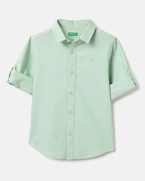 united colors of benetton Boys Regular Fit Cotton Shirt with Logo Embroidered-picture-40