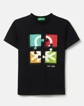 united colors of benetton Boys Logo Print Regular Fit Round-Neck T-Shirt-picture-48