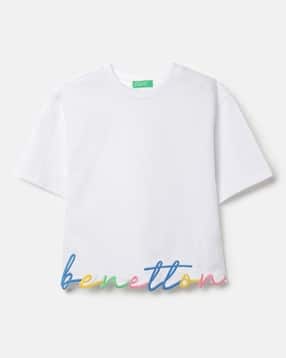 united colors of benetton Girls Logo Embroidered Regular Fit Round-Neck T-Shirt-picture-28