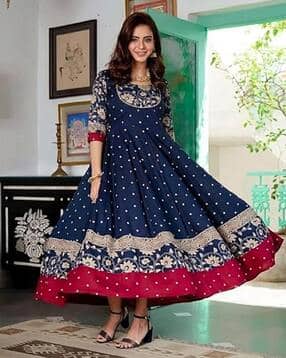 nantan Women Floral Embroidered Round-Neck Anarkali Kurta -picture-38