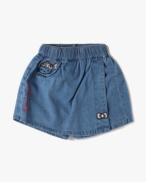 yousta Girls Embroidered Regular Fit Denim Skorts-picture-29