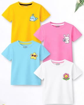 trampoline Girls Pack of 4 Graphic Print Regular Fit T-Shirt-picture-30
