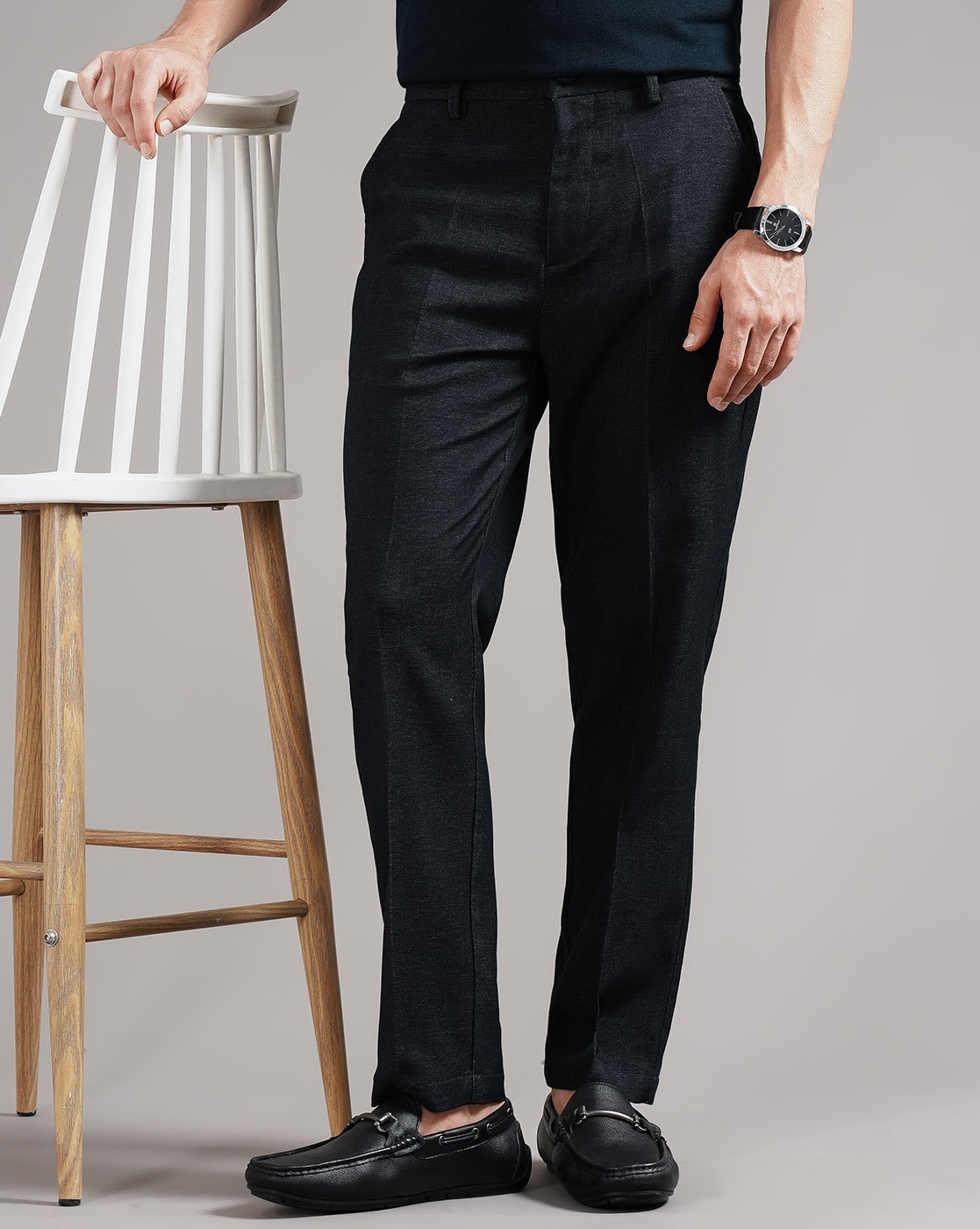 Men Patterned Slim Fit Flat-Front Chinos