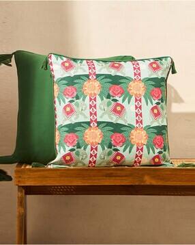 chumbak Floral Print Rectangle Cushion Cover 20"-picture-31