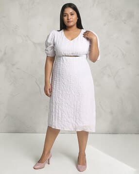 instafab plus Women V-Neck Sheath Dress-picture-5