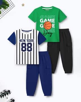 Boys Pack of 2 Printed Joggers & T-Shirt Set-image-33