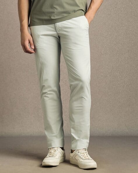 LOUIS PHILIPPE Men Flat-Front Tapered Fit Trousers