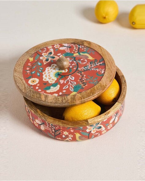 CHUMBAK Floral Print Wooden Storage Box with Lid