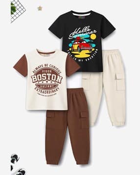 Boys Pack of 2 Printed Joggers & T-Shirt Set-image-35