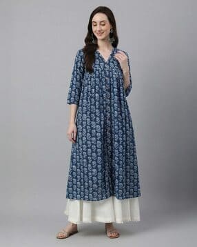janasya Floral Print A-Line Kurta-picture-12