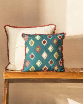 chumbak Ikat Print Square Cushion Cover 16"-picture-5