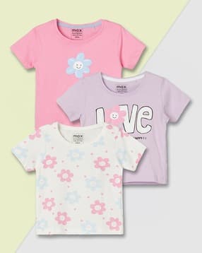 Girls Printed T-Shirt - Pack of 3-image-43