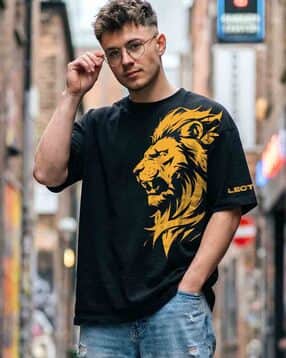leotude Men Typographic Print Oversized Fit Round-Neck T-Shirt -picture-18