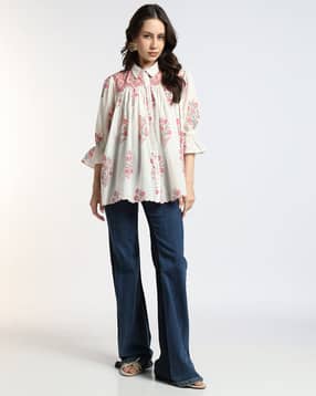 svrnaa by azorte Handblock Printed Boxy Top-picture-21