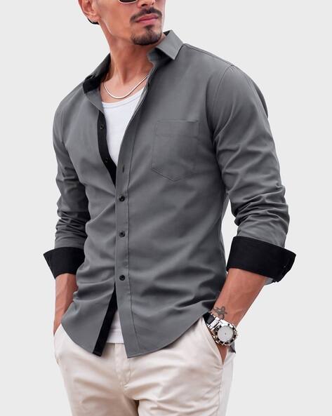 EYEBOGLER Slim Fit Shirt with Spread Collar